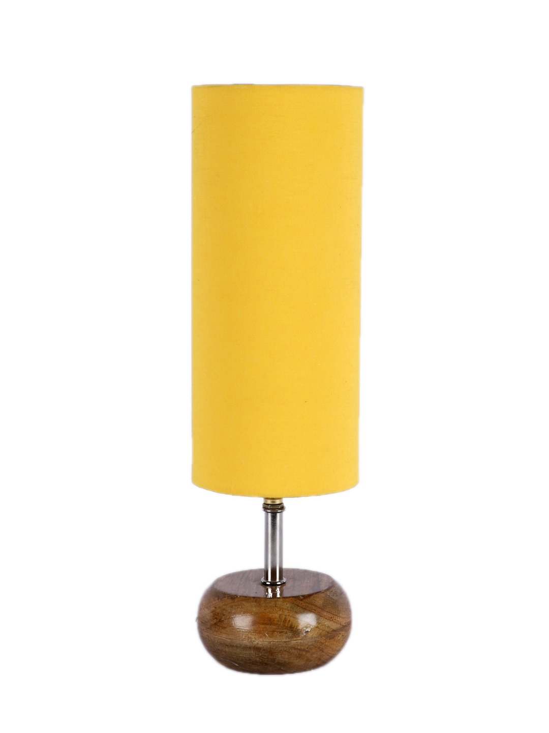 Ambika Home Yellow cotton Table Lamp with Natural Wood Base | Designer Bedside Lamp for Living Room, Bedroom, Hotel, Café & Restaurant - Image 5