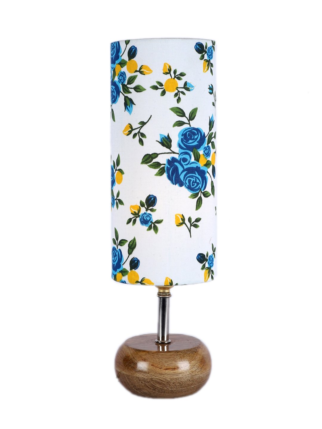 Ambika Home Multicolor cotton Table Lamp with Natural Wood Base | Designer Bedside Lamp for Living Room, Bedroom, Hotel, Café & Restaurant - Image 5