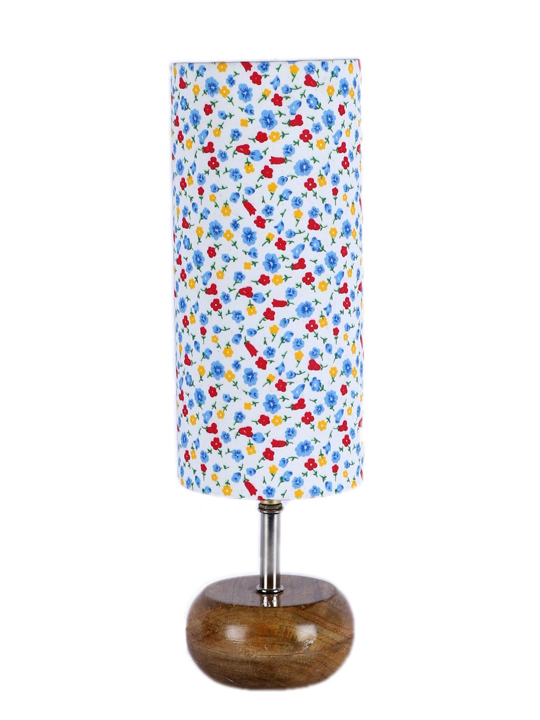 Ambika Home Multicolor cotton Table Lamp with Natural Wood Base | Designer Bedside Lamp for Living Room, Bedroom, Hotel, Café & Restaurant - Image 5