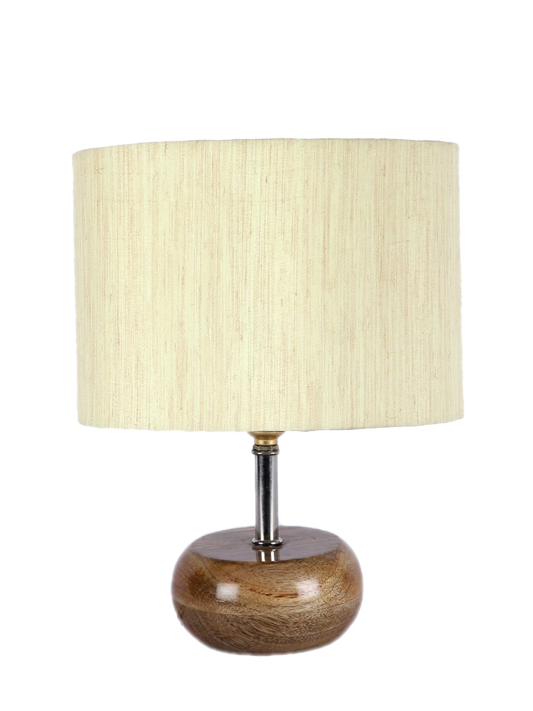 Devansh Off-white Cotton Table Lamp with Wooden Base | Decorative Bedside Lamp for Living Room, Bedroom, Hotel, Café, Restaurant & Home Décor - Image 5