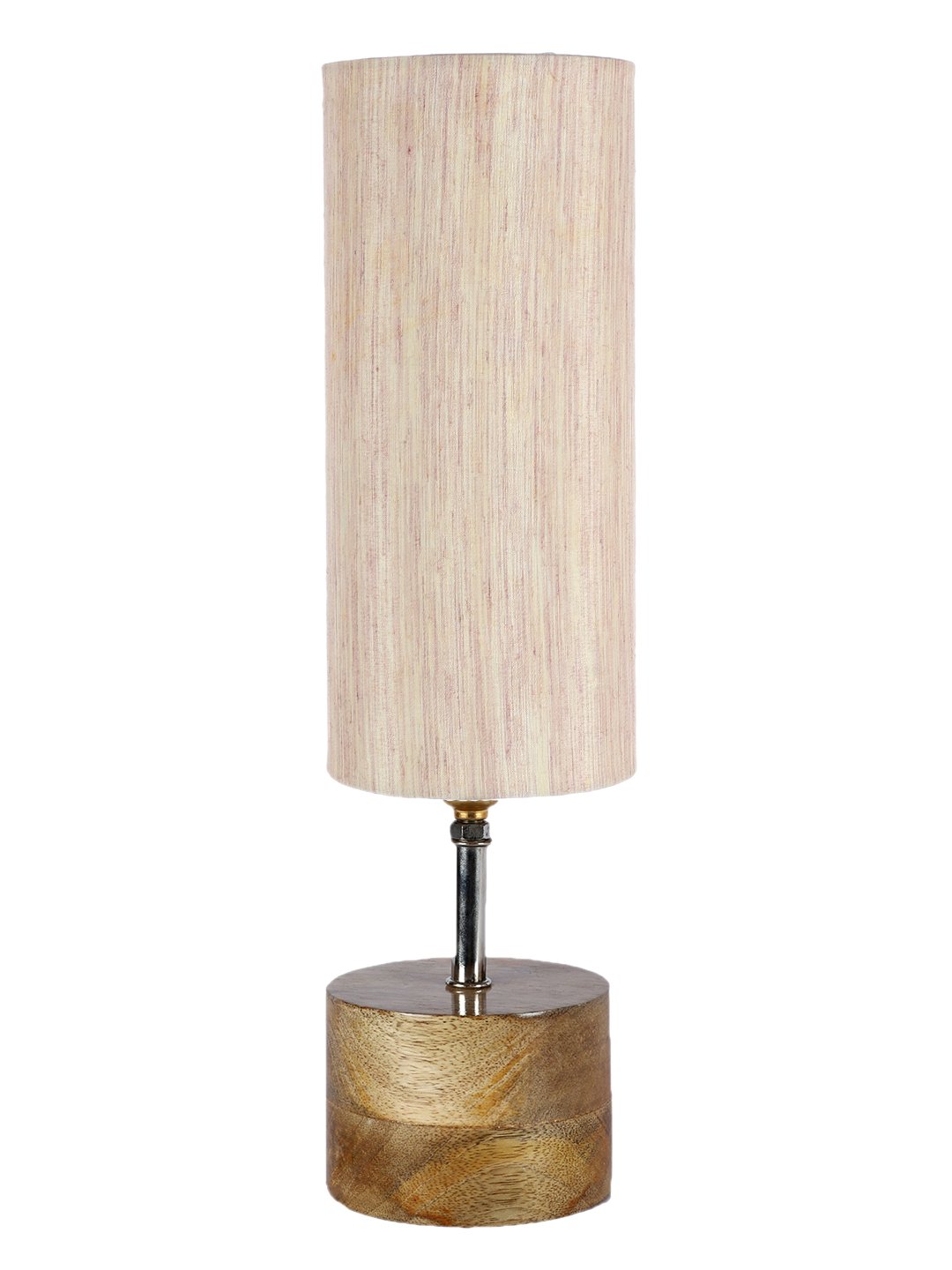 Devansh Off-white Cotton Table Lamp with Wooden Base | Decorative Bedside Lamp for Living Room, Bedroom, Hotel, Café, Restaurant & Home Décor - Image 5