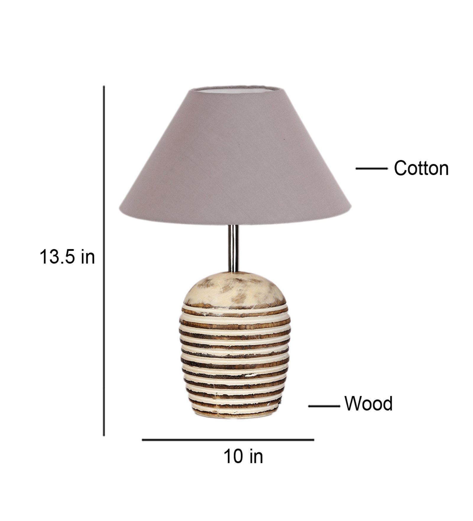 Ambika Home Premium Grey Cotton Table Lamp with Wooden Base | Designer Bedside Lamp for Living Room, Bedroom, Hotel, Café & Restaurant - Image 5