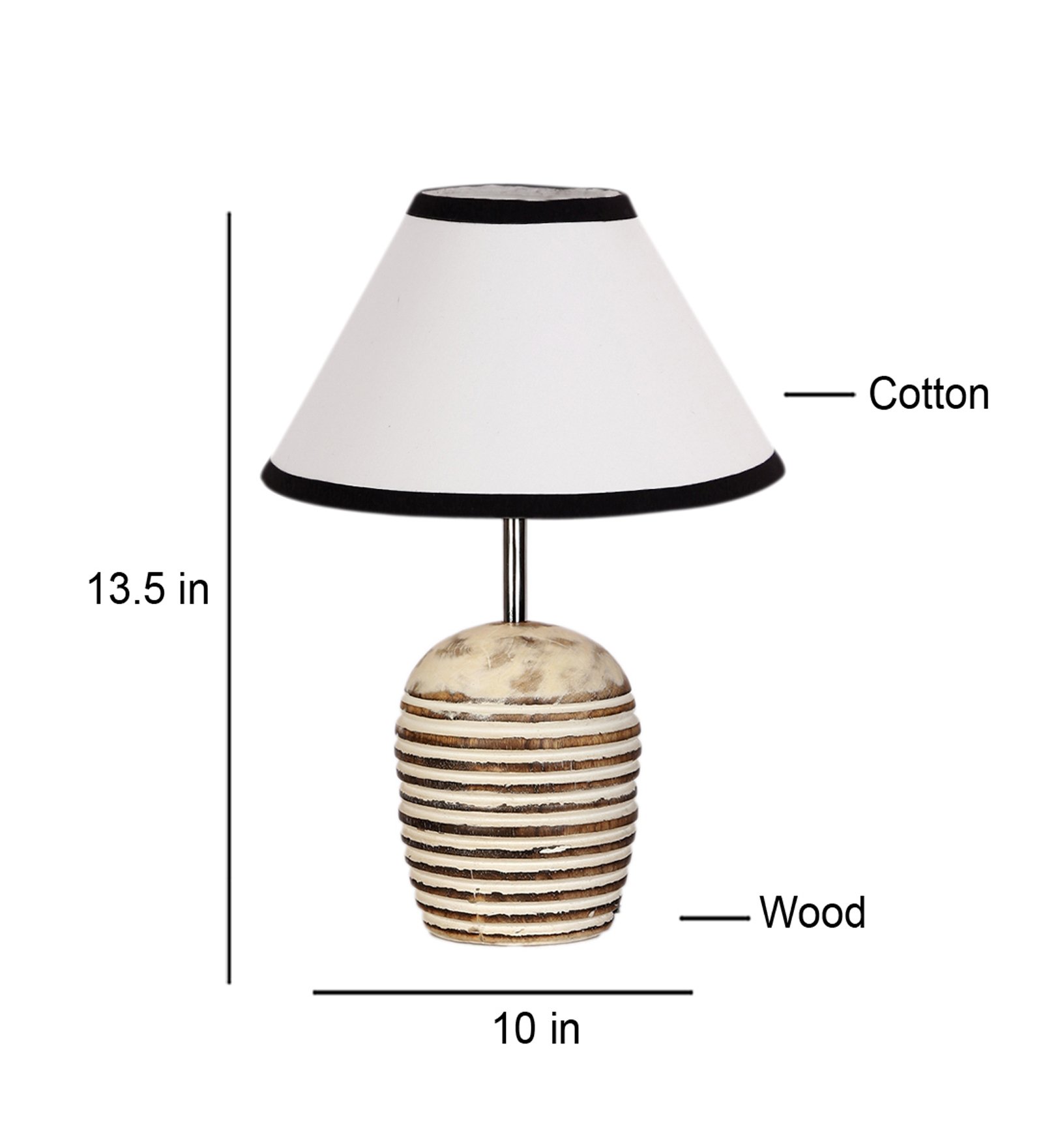 Ambika Home Premium Multi Cotton Table Lamp with Wooden Base | Designer Bedside Lamp for Living Room, Bedroom, Hotel, Café & Restaurant - Image 5