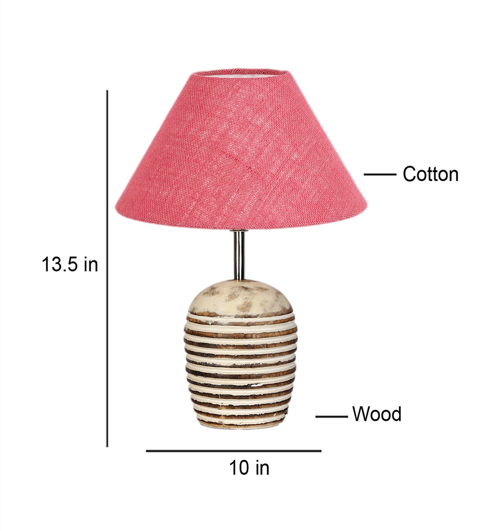 Ambika Home Premium Pink Jute Table Lamp with Wooden Base | Designer Bedside Lamp for Living Room, Bedroom, Hotel, Café & Restaurant - Image 5