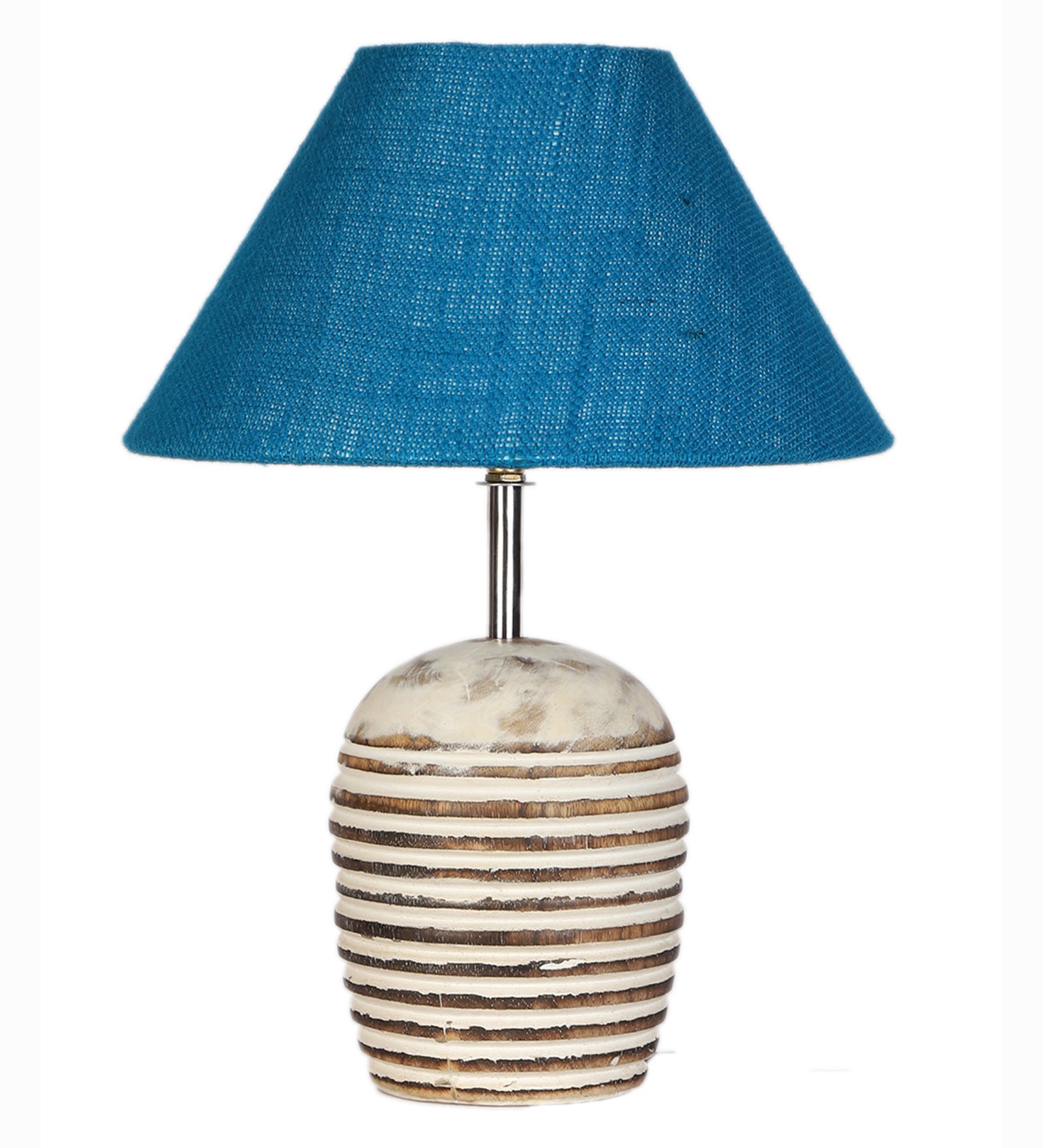 Ambika Home Premium Turquoise Jute Table Lamp with Wooden Base | Designer Bedside Lamp for Living Room, Bedroom, Hotel, Café & Restaurant - Image 5