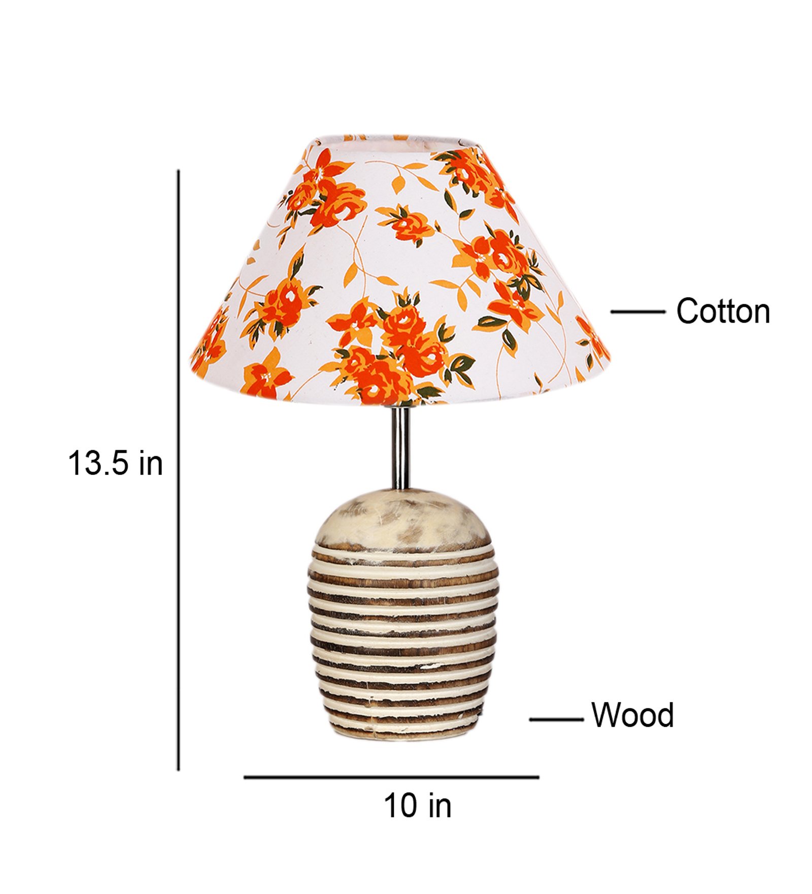 Ambika Home Premium Multi Cotton Table Lamp with Wooden Base | Designer Bedside Lamp for Living Room, Bedroom, Hotel, Café & Restaurant - Image 5