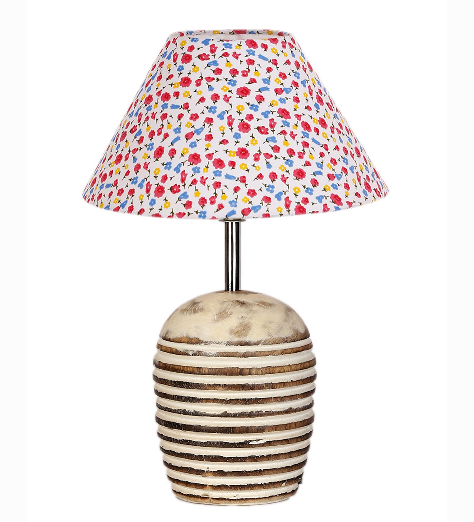 Ambika Home Premium Multi Cotton Table Lamp with Wooden Base | Designer Bedside Lamp for Living Room, Bedroom, Hotel, Café & Restaurant - Image 5