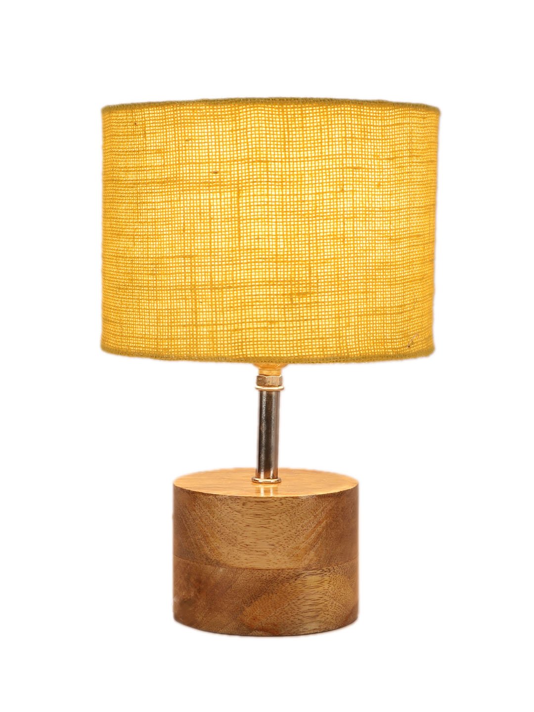 Ambika Home Yellow Jute Table Lamp with Natural Wood Base | Designer Bedside Lamp for Living Room, Bedroom, Hotel, Café & Restaurant - Image 7
