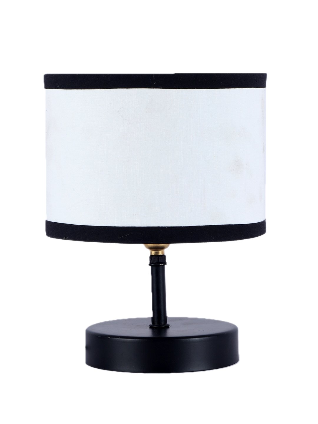 Ambika Home White cotton Table Lamp with Black Wood Base | Designer Bedside Lamp for Living Room, Bedroom, Hotel, Café & Restaurant - Image 6