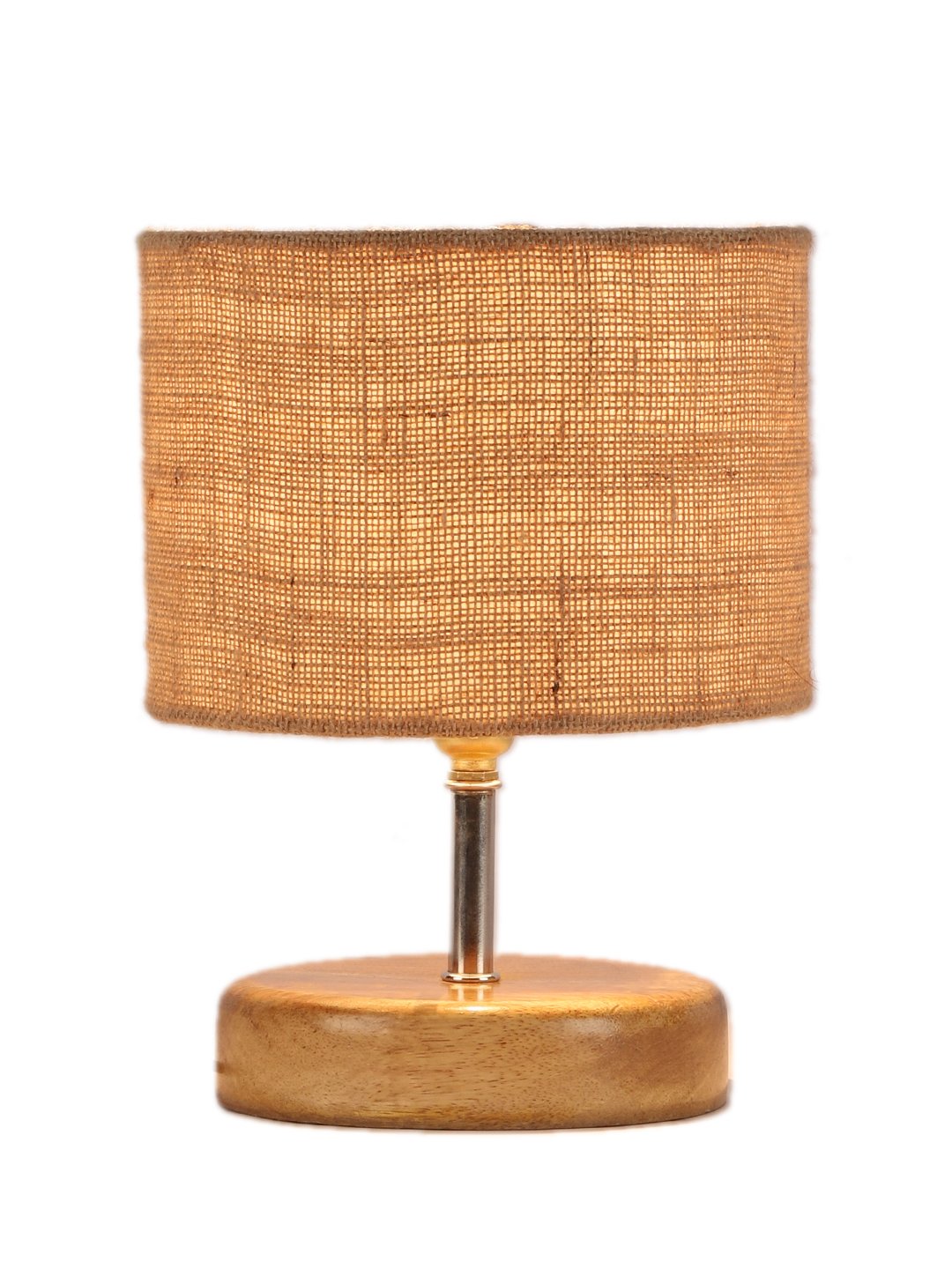 Ambika Home Beige Jute Table Lamp with Natural Wood Base | Designer Bedside Lamp for Living Room, Bedroom, Hotel, Café & Restaurant - Image 6