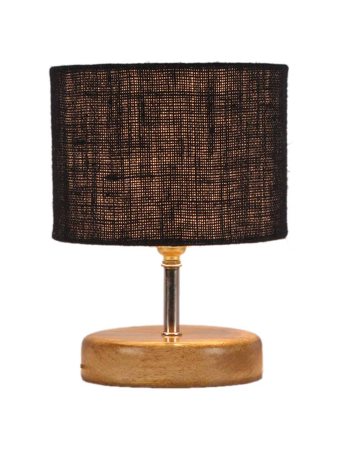 Ambika Home Black Jute Table Lamp with Natural Wood Base | Designer Bedside Lamp for Living Room, Bedroom, Hotel, Café & Restaurant - Image 6