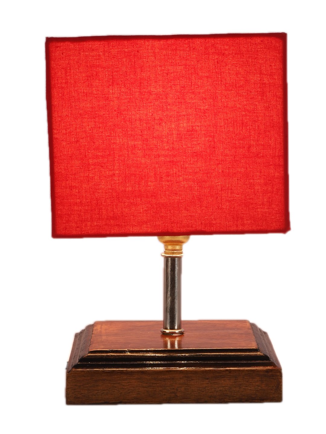 Ambika Home Red cotton Table Lamp with Brown Wood Base | Designer Bedside Lamp for Living Room, Bedroom, Hotel, Café & Restaurant - Image 6