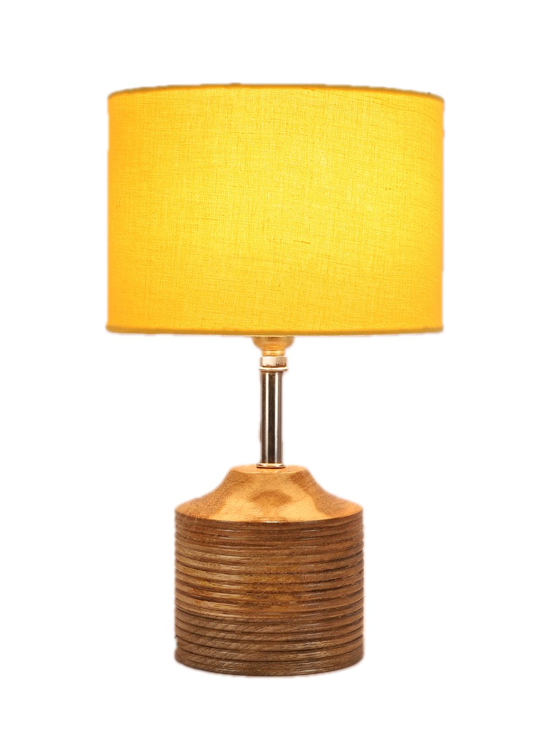 Ambika Home Yellow cotton Table Lamp with Natural Wood Base | Designer Bedside Lamp for Living Room, Bedroom, Hotel, Café & Restaurant - Image 6
