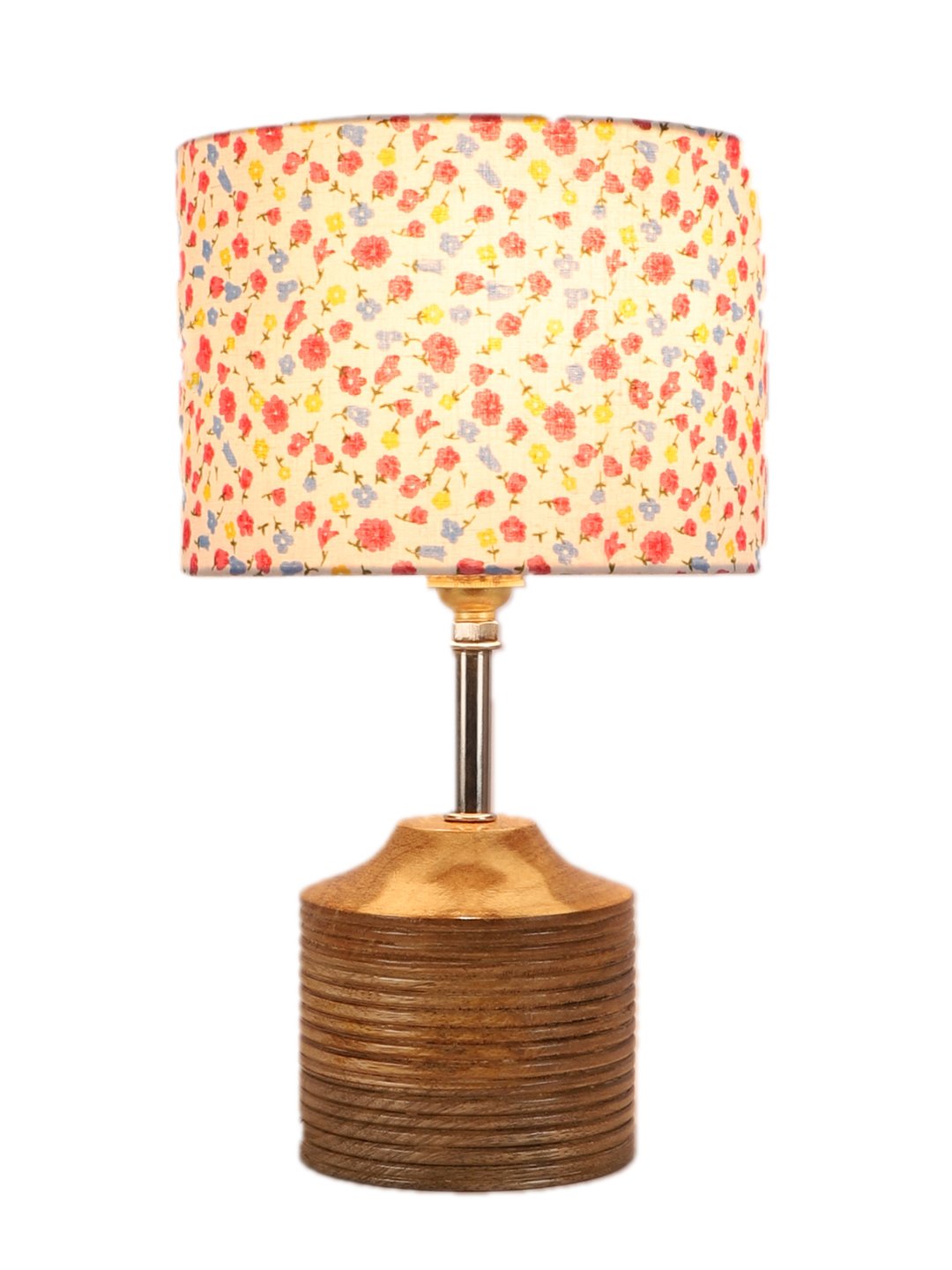 Ambika Home Multicolor cotton Table Lamp with Natural Wood Base | Designer Bedside Lamp for Living Room, Bedroom, Hotel, Café & Restaurant - Image 6