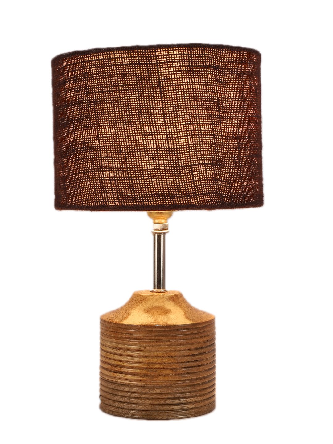 Ambika Home Brown Jute Table Lamp with Natural Wood Base | Designer Bedside Lamp for Living Room, Bedroom, Hotel, Café & Restaurant - Image 6