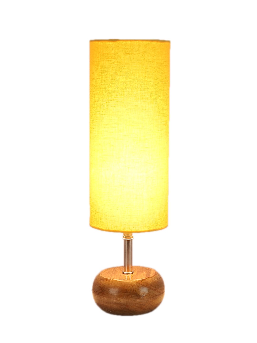 Ambika Home Yellow cotton Table Lamp with Natural Wood Base | Designer Bedside Lamp for Living Room, Bedroom, Hotel, Café & Restaurant - Image 6