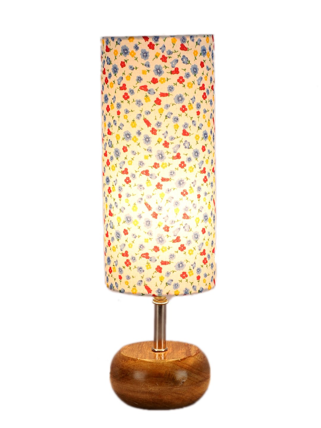 Ambika Home Multicolor cotton Table Lamp with Natural Wood Base | Designer Bedside Lamp for Living Room, Bedroom, Hotel, Café & Restaurant - Image 6