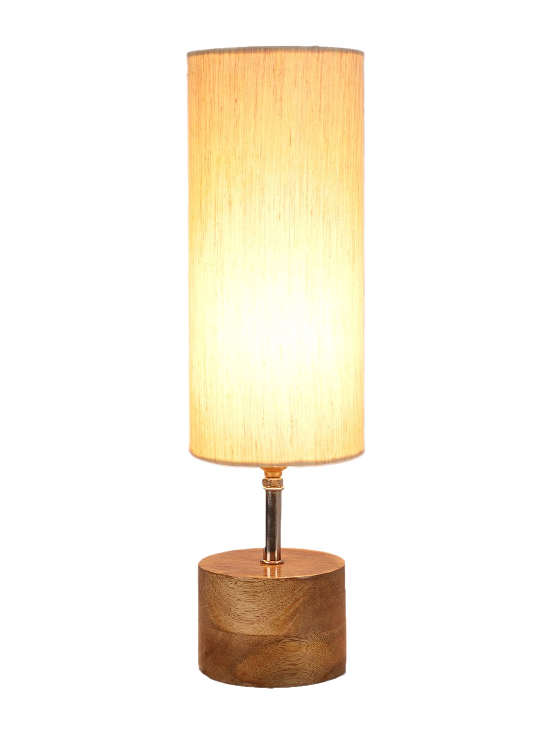 Devansh Off-white Cotton Table Lamp with Wooden Base | Decorative Bedside Lamp for Living Room, Bedroom, Hotel, Café, Restaurant & Home Décor - Image 6