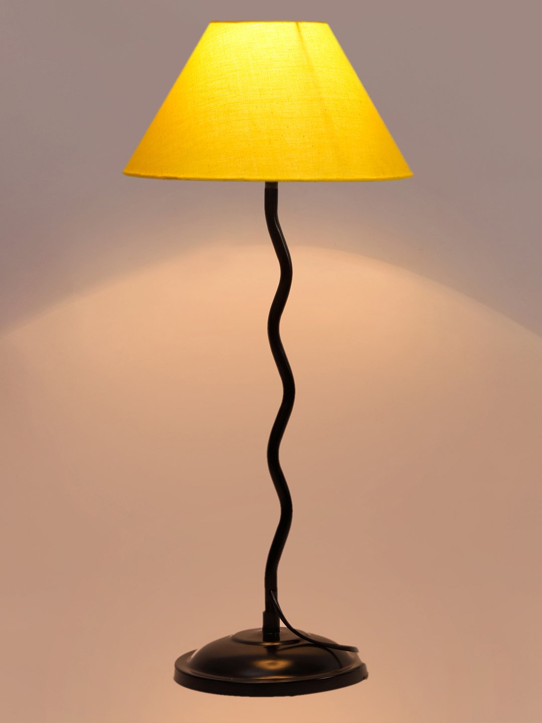 Ambika Home Elegant Yellow Iron Table Lamp with Designer Shade for Living Room | Premium Home Decor Bedside Lamp - Image 6
