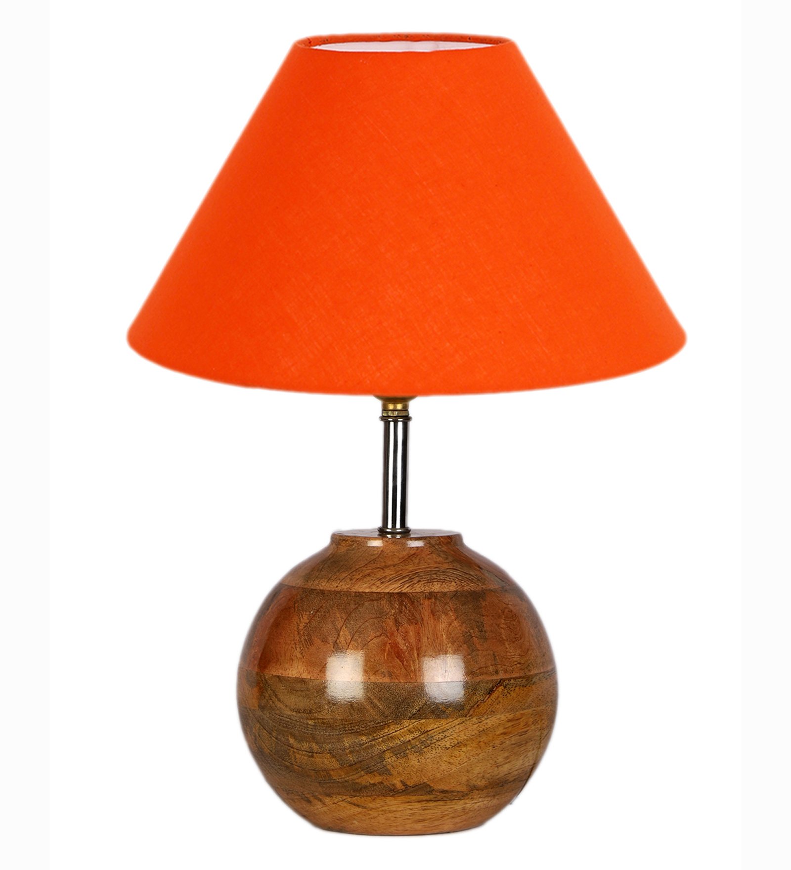 Ambika Home Premium Orange Cotton Table Lamp with Wooden Base | Designer Bedside Lamp for Living Room, Bedroom, Hotel, Café & Restaurant - Image 6