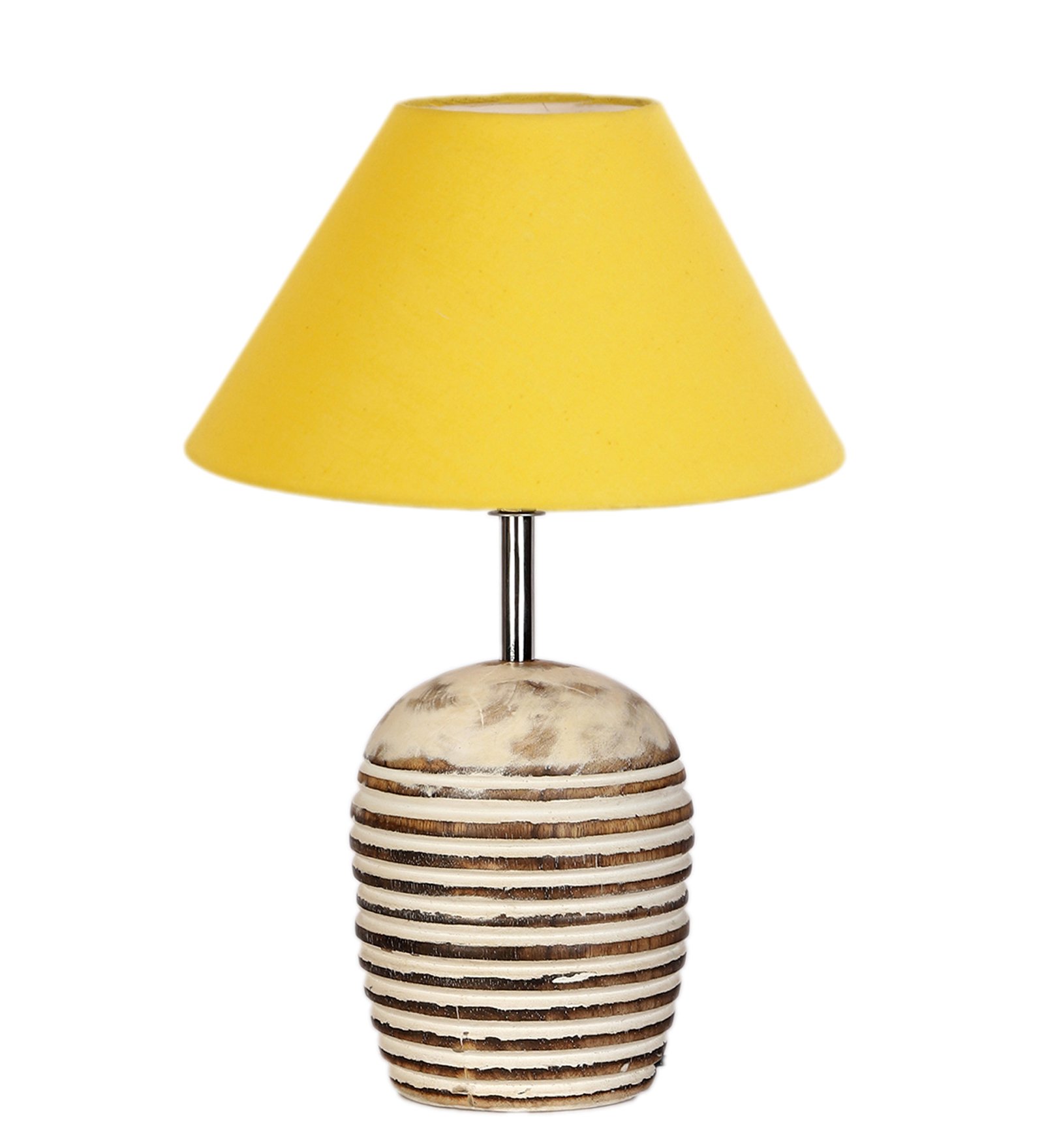 Ambika Home Premium Yellow Cotton Table Lamp with Wooden Base | Designer Bedside Lamp for Living Room, Bedroom, Hotel, Café & Restaurant - Image 6