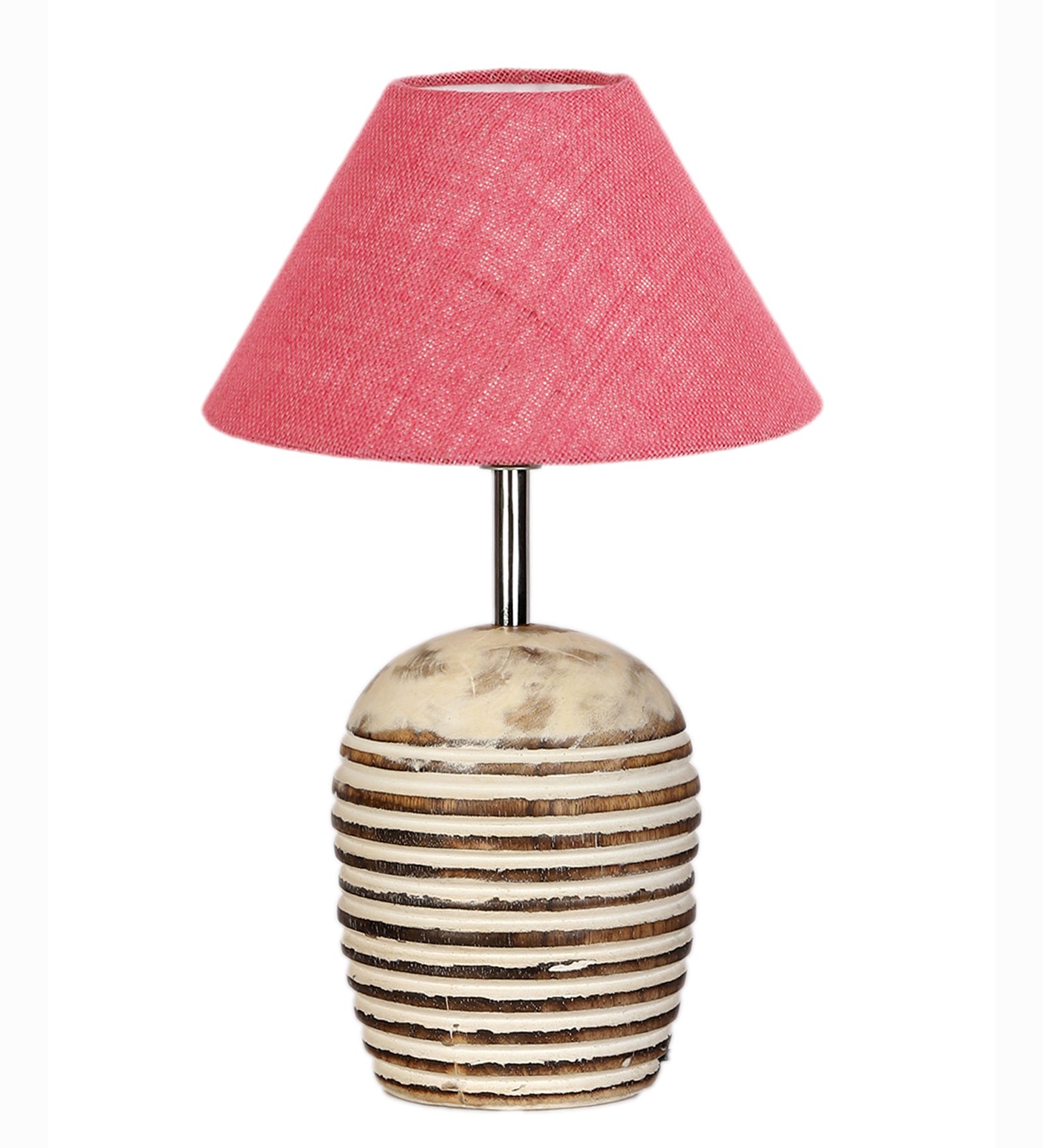 Ambika Home Premium Pink Jute Table Lamp with Wooden Base | Designer Bedside Lamp for Living Room, Bedroom, Hotel, Café & Restaurant - Image 6