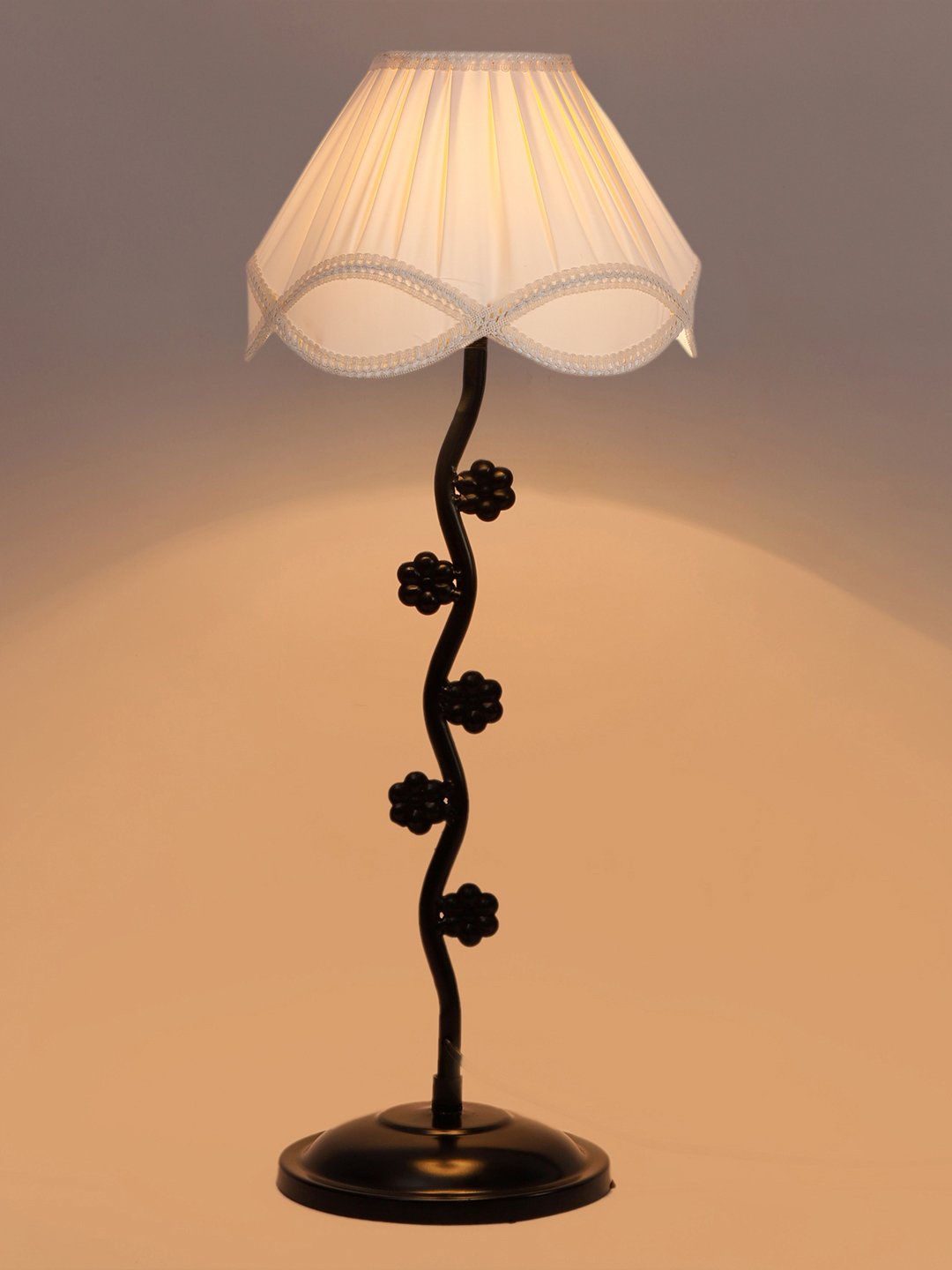 Ambika Home Elegant off-white Iron Table Lamp with Designer Shade for Living Room | Premium Home Decor Bedside Lamp - Image 6