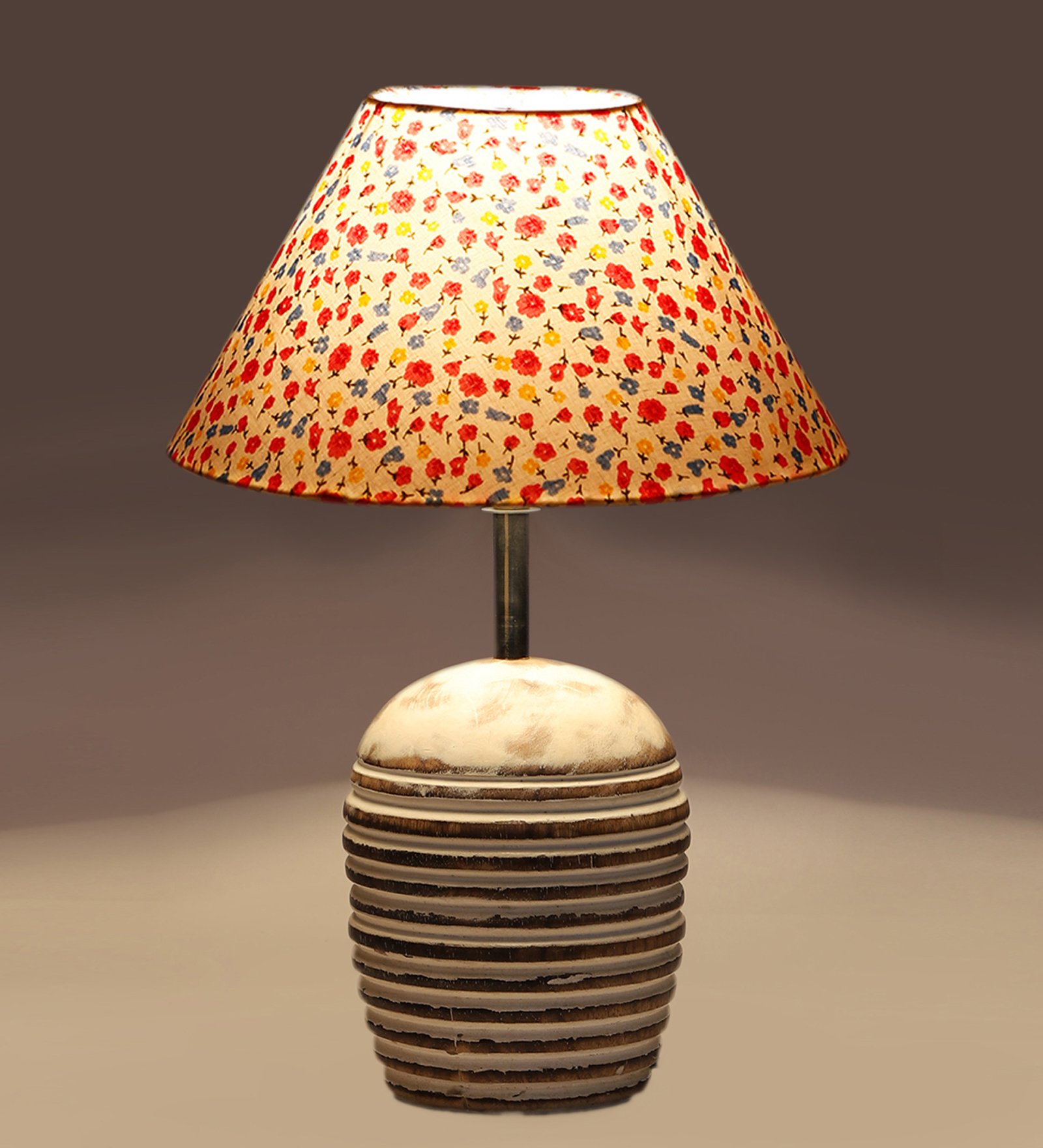 Ambika Home Premium Multi Cotton Table Lamp with Wooden Base | Designer Bedside Lamp for Living Room, Bedroom, Hotel, Café & Restaurant - Image 7