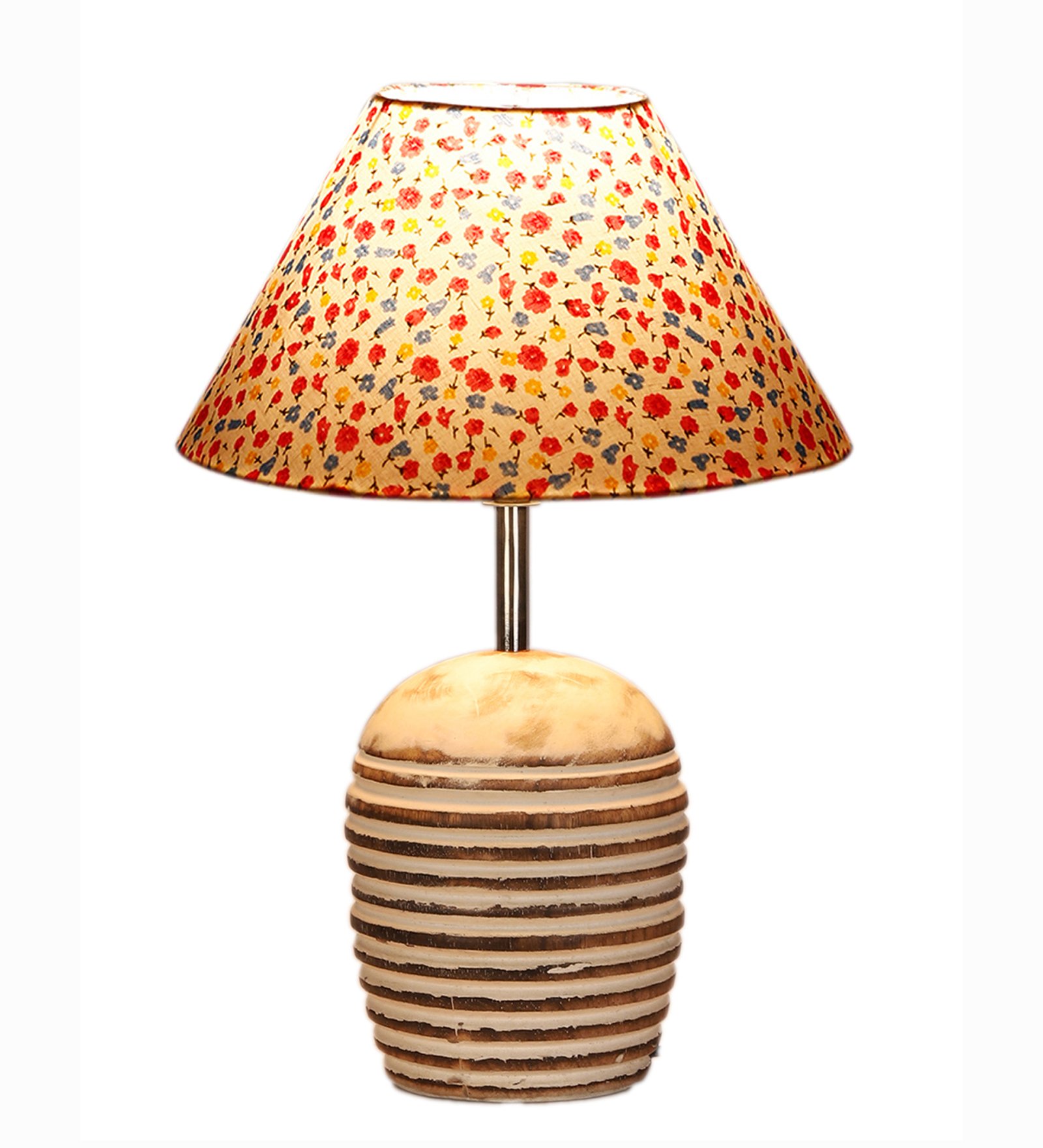 Ambika Home Premium Multi Cotton Table Lamp with Wooden Base | Designer Bedside Lamp for Living Room, Bedroom, Hotel, Café & Restaurant - Image 8