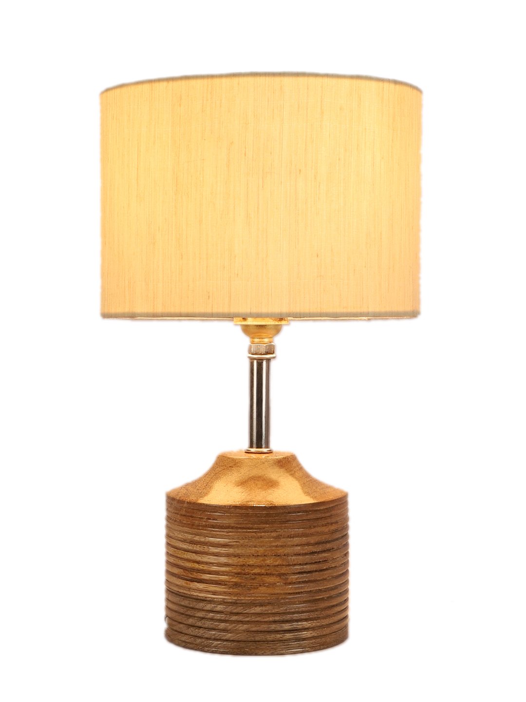 Ambika Home Off-white cotton Table Lamp with Natural Wood Base | Designer Bedside Lamp for Living Room, Bedroom, Hotel, Café & Restaurant - Image 8