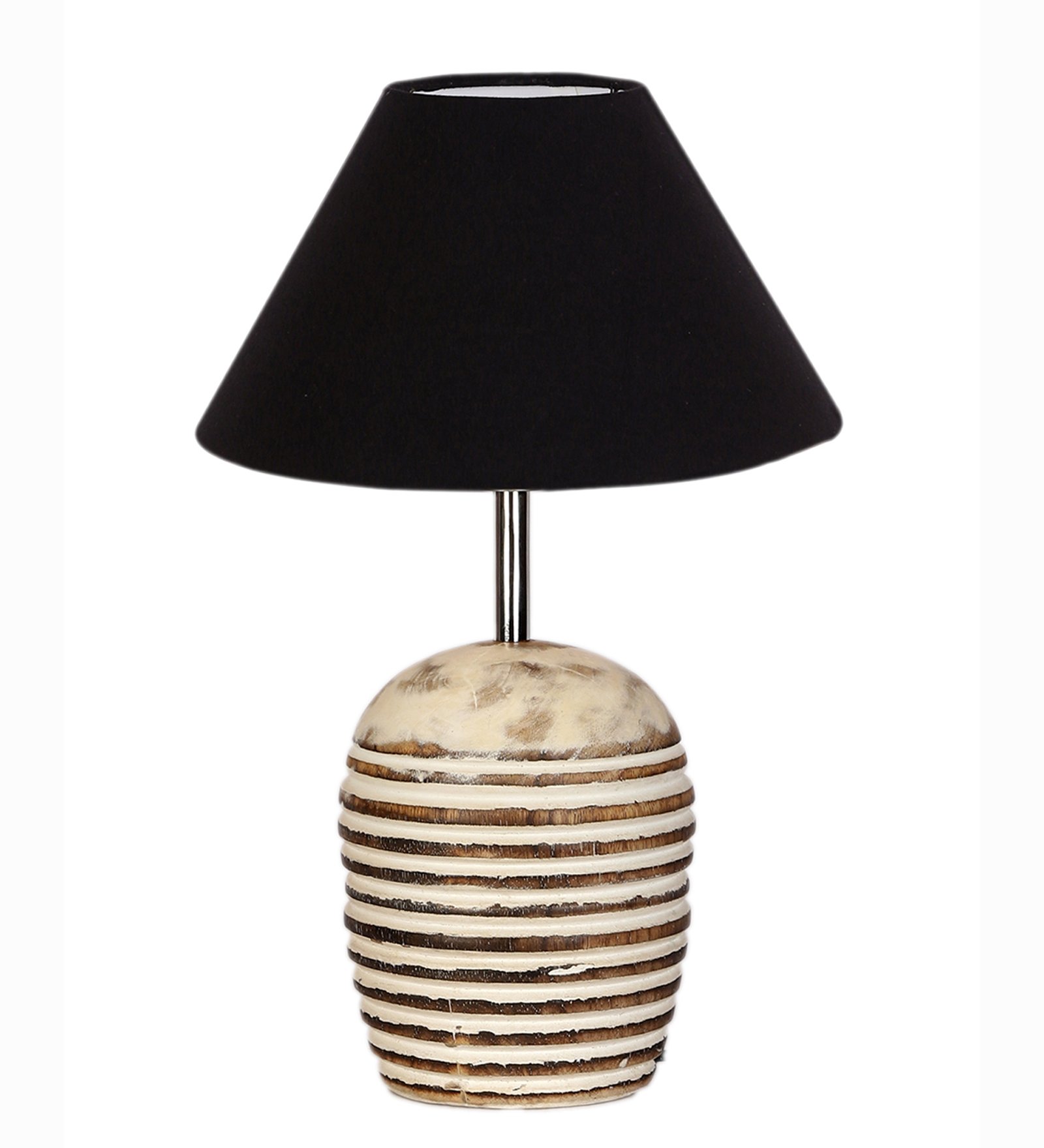 Ambika Home Premium Black Cotton Table Lamp with Wooden Base | Designer Bedside Lamp for Living Room, Bedroom, Hotel, Café & Restaurant - Image 6