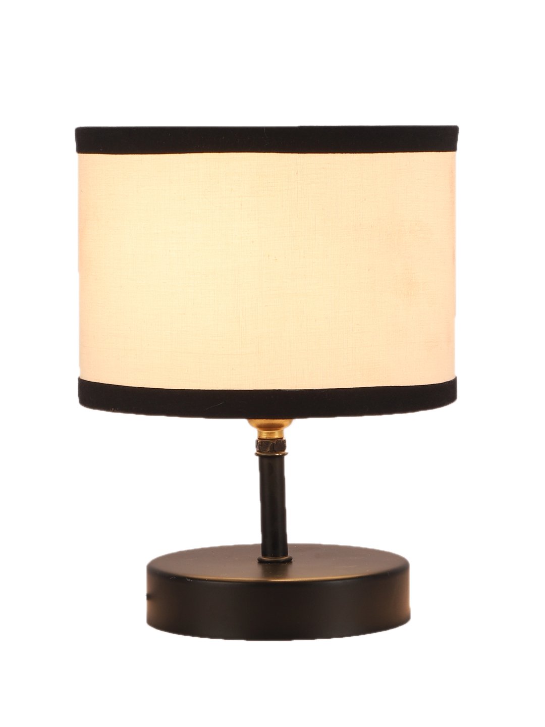Ambika Home White cotton Table Lamp with Black Wood Base | Designer Bedside Lamp for Living Room, Bedroom, Hotel, Café & Restaurant - Image 7