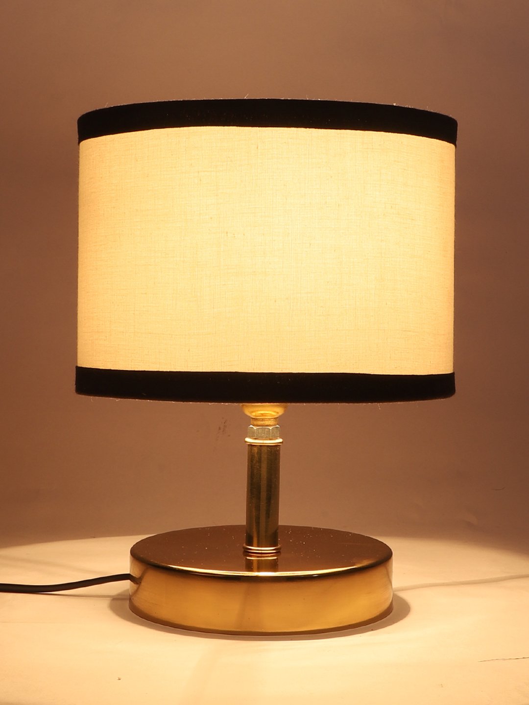 Ambika Home White cotton Table Lamp with Gold Metal Base | Designer Bedside Lamp for Living Room, Bedroom, Hotel, Café & Restaurant - Image 7