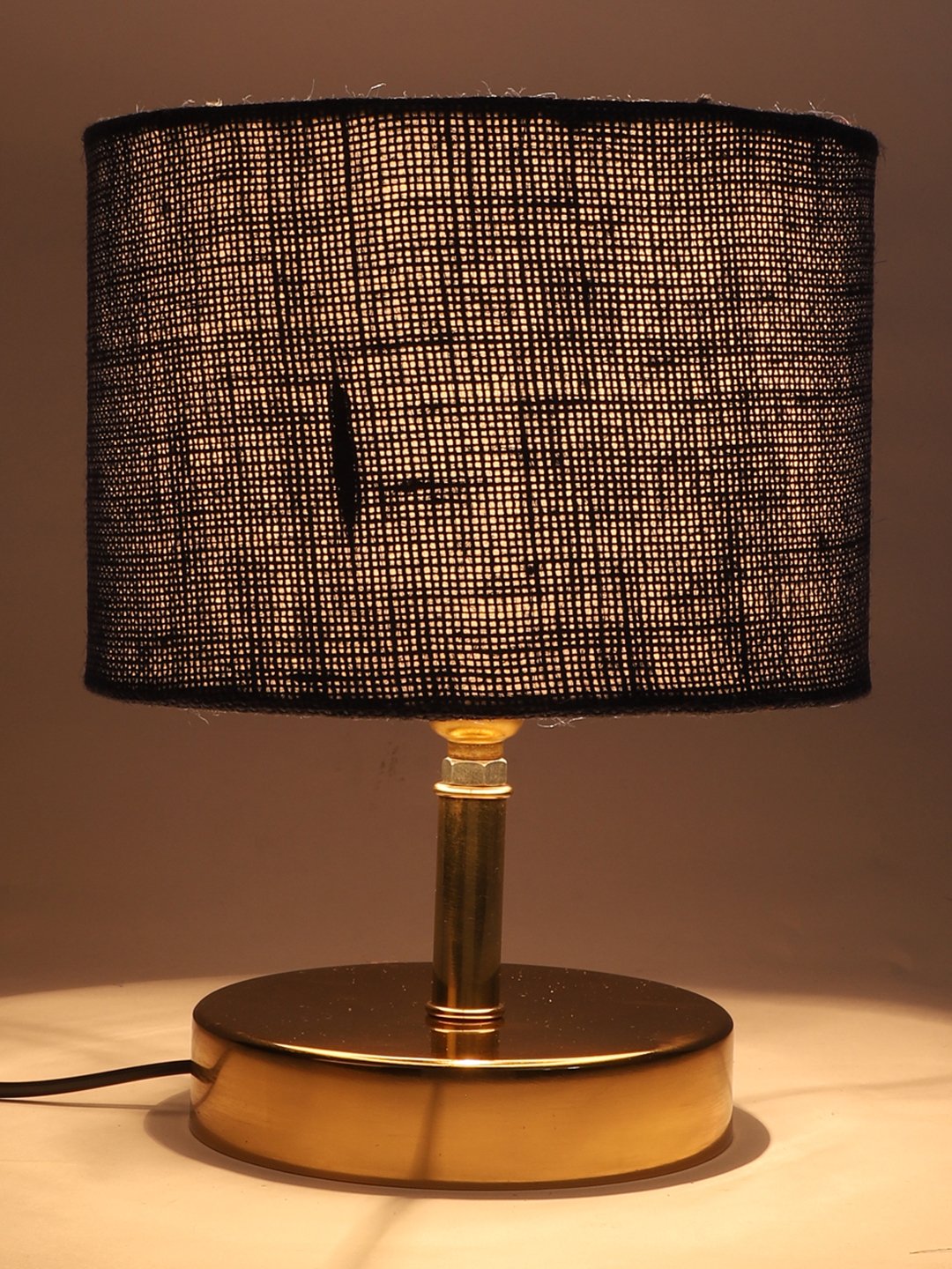 Ambika Home Blue Jute Table Lamp with Gold Metal Base | Designer Bedside Lamp for Living Room, Bedroom, Hotel, Café & Restaurant - Image 7