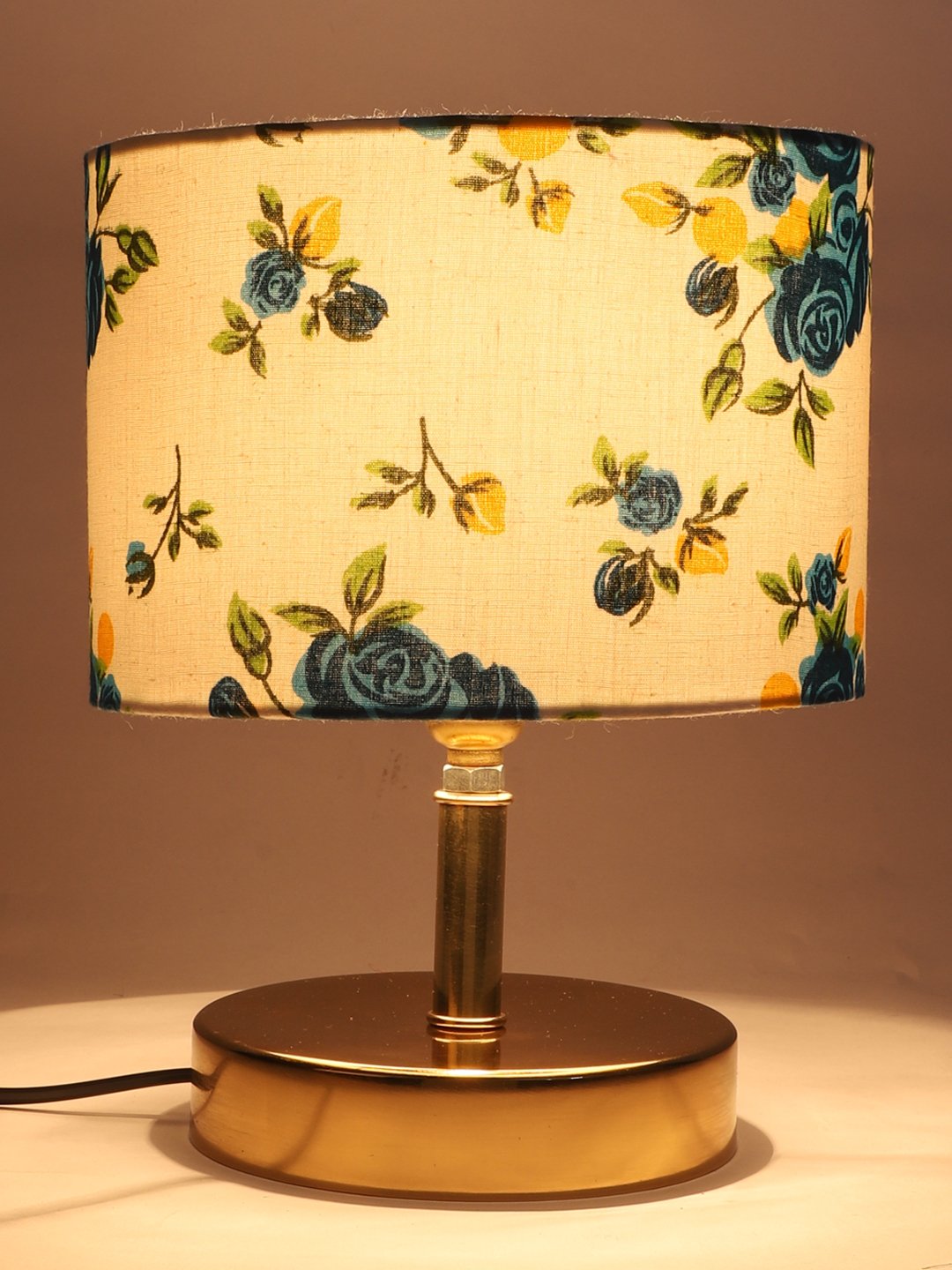 Ambika Home Multicolor cotton Table Lamp with Gold Metal Base | Designer Bedside Lamp for Living Room, Bedroom, Hotel, Café & Restaurant - Image 7
