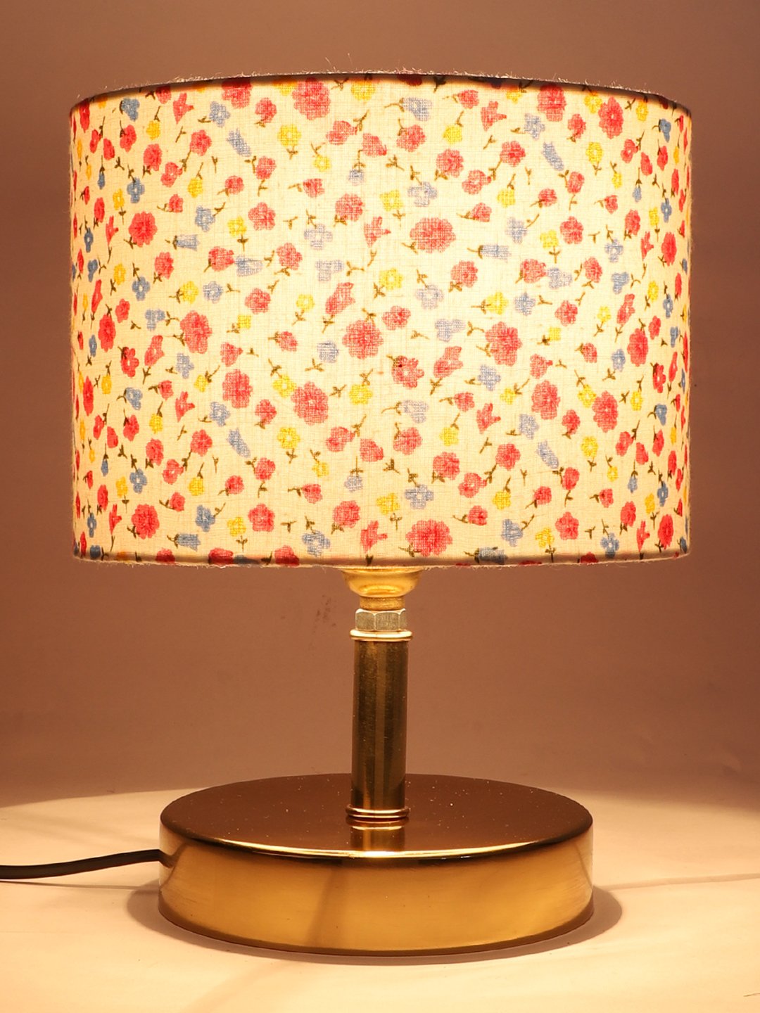 Ambika Home Multicolor cotton Table Lamp with Gold Metal Base | Designer Bedside Lamp for Living Room, Bedroom, Hotel, Café & Restaurant - Image 7
