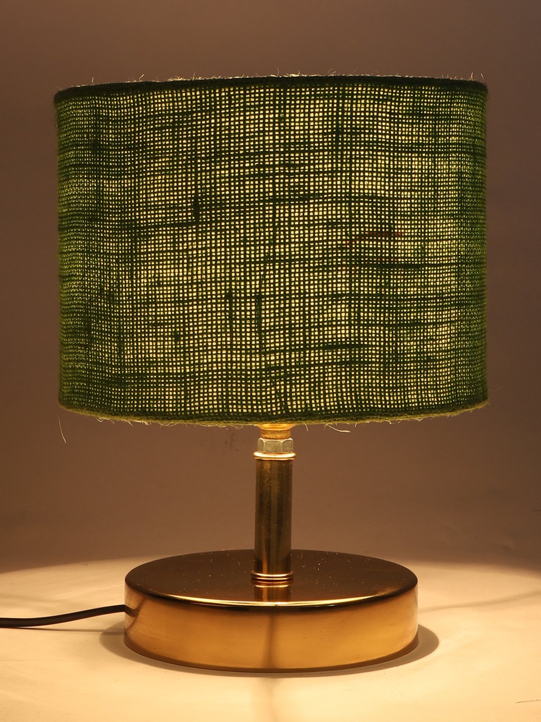 Ambika Home Green Jute Table Lamp with Gold Metal Base | Designer Bedside Lamp for Living Room, Bedroom, Hotel, Café & Restaurant - Image 7