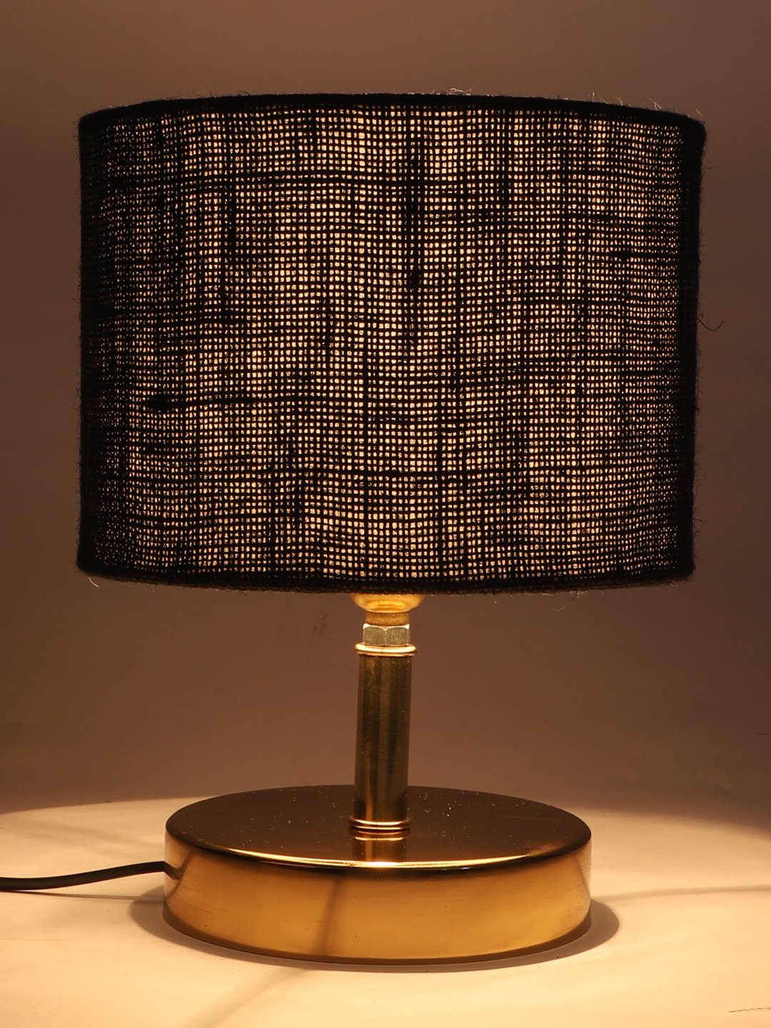 Ambika Home Black Jute Table Lamp with Gold Metal Base | Designer Bedside Lamp for Living Room, Bedroom, Hotel, Café & Restaurant - Image 7