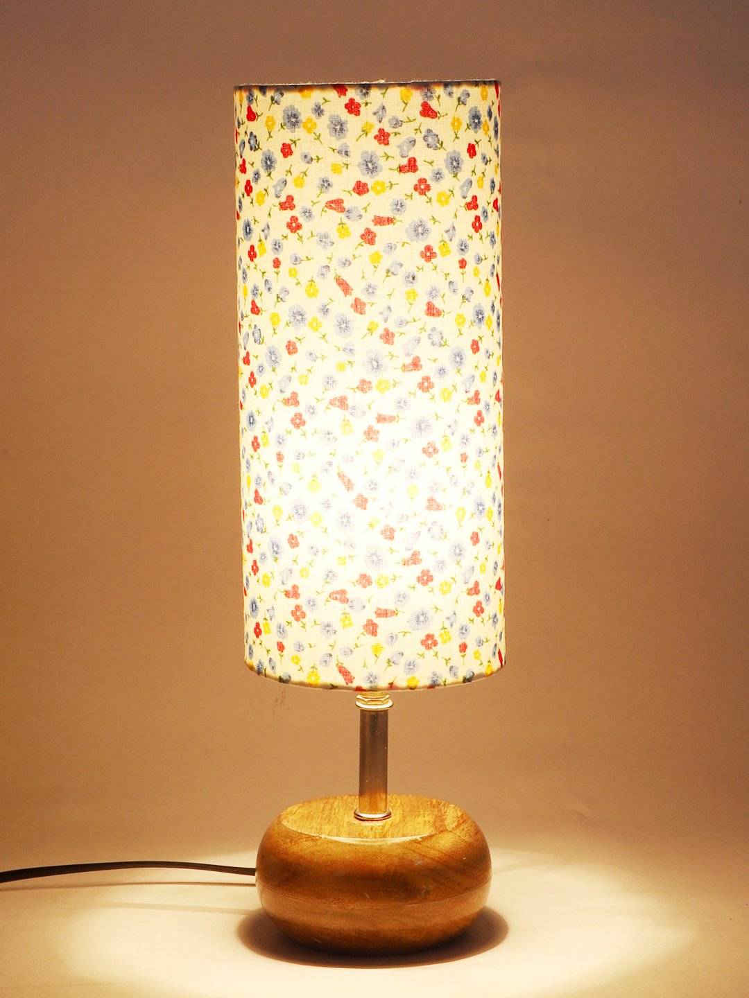 Ambika Home Multicolor cotton Table Lamp with Natural Wood Base | Designer Bedside Lamp for Living Room, Bedroom, Hotel, Café & Restaurant - Image 7
