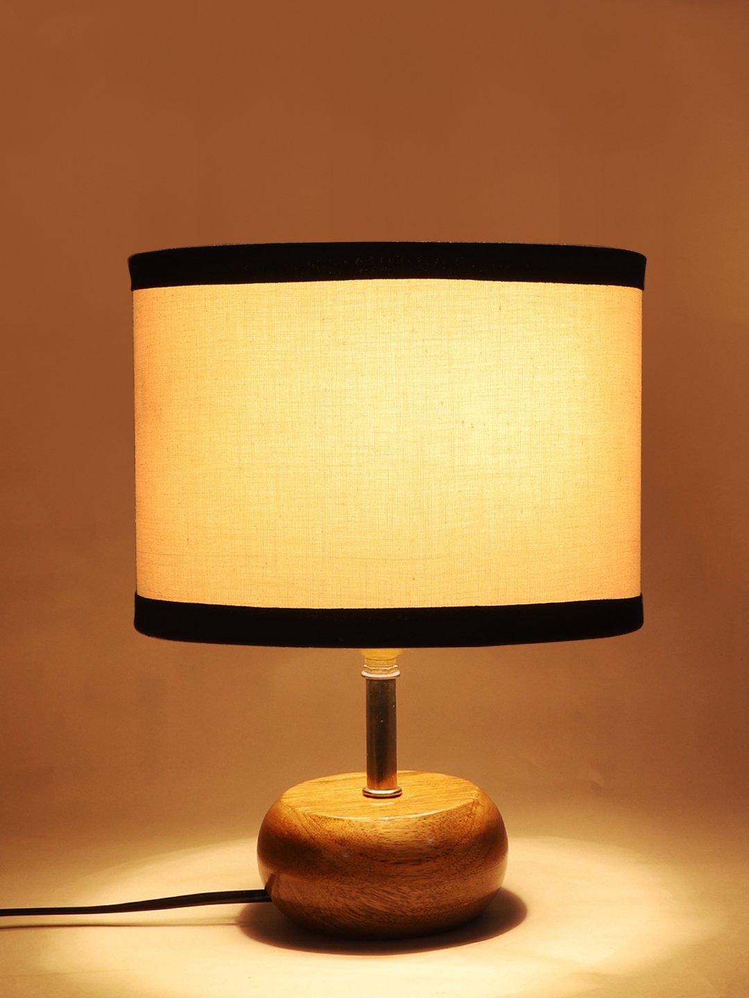 Devansh Multicolor Cotton Table Lamp with Wooden Base | Decorative Bedside Lamp for Living Room, Bedroom, Hotel, Café, Restaurant & Home Décor - Image 7