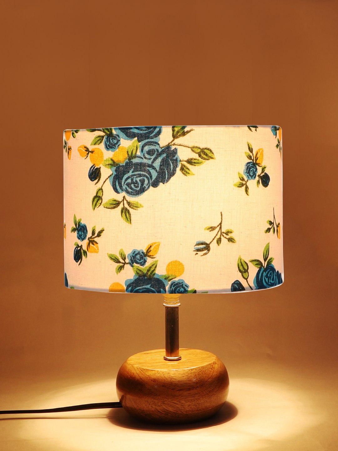 Devansh Multicolor Cotton Table Lamp with Wooden Base | Decorative Bedside Lamp for Living Room, Bedroom, Hotel, Café, Restaurant & Home Décor - Image 7