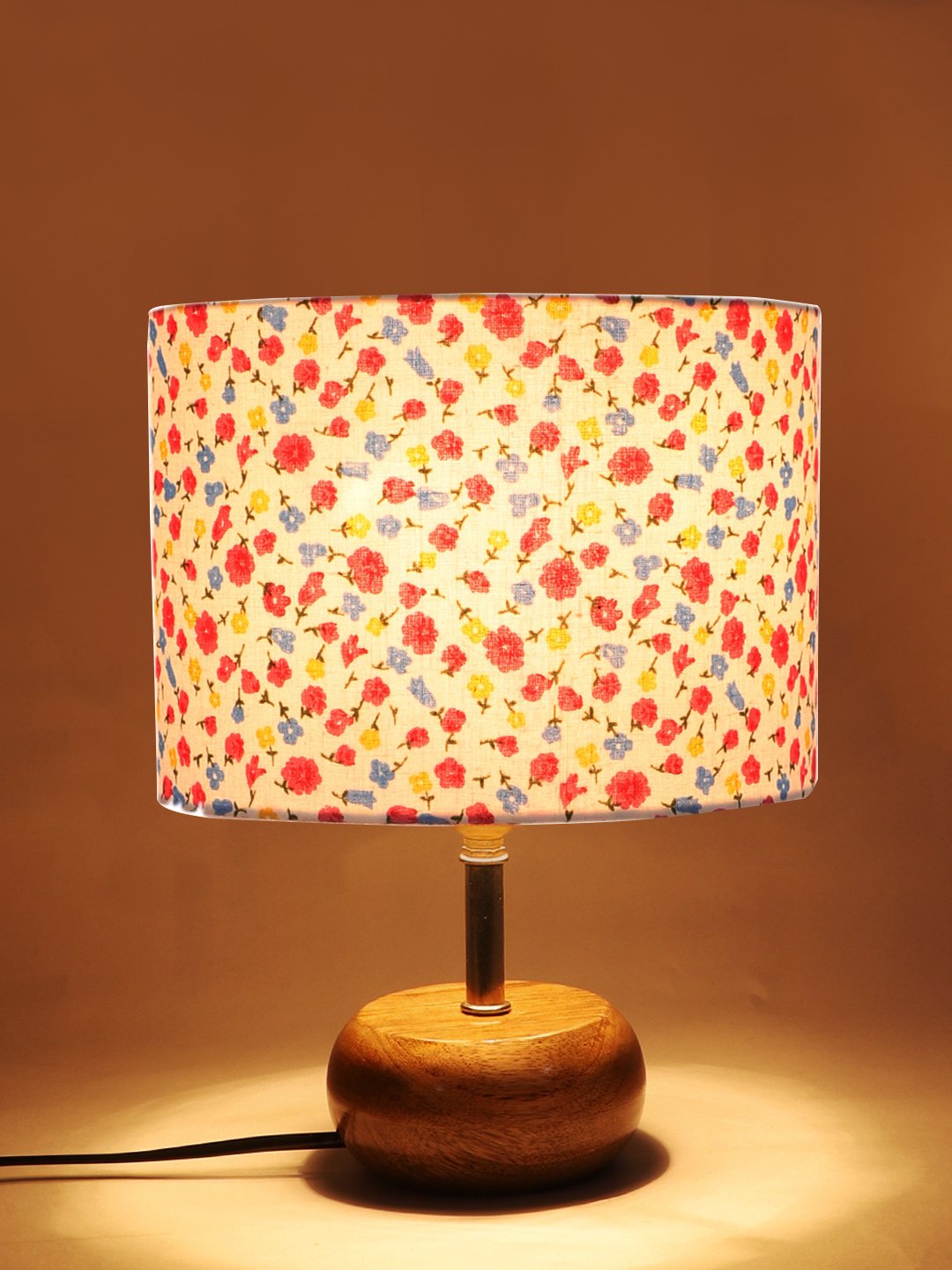 Devansh Multicolor Cotton Table Lamp with Wooden Base | Decorative Bedside Lamp for Living Room, Bedroom, Hotel, Café, Restaurant & Home Décor - Image 7