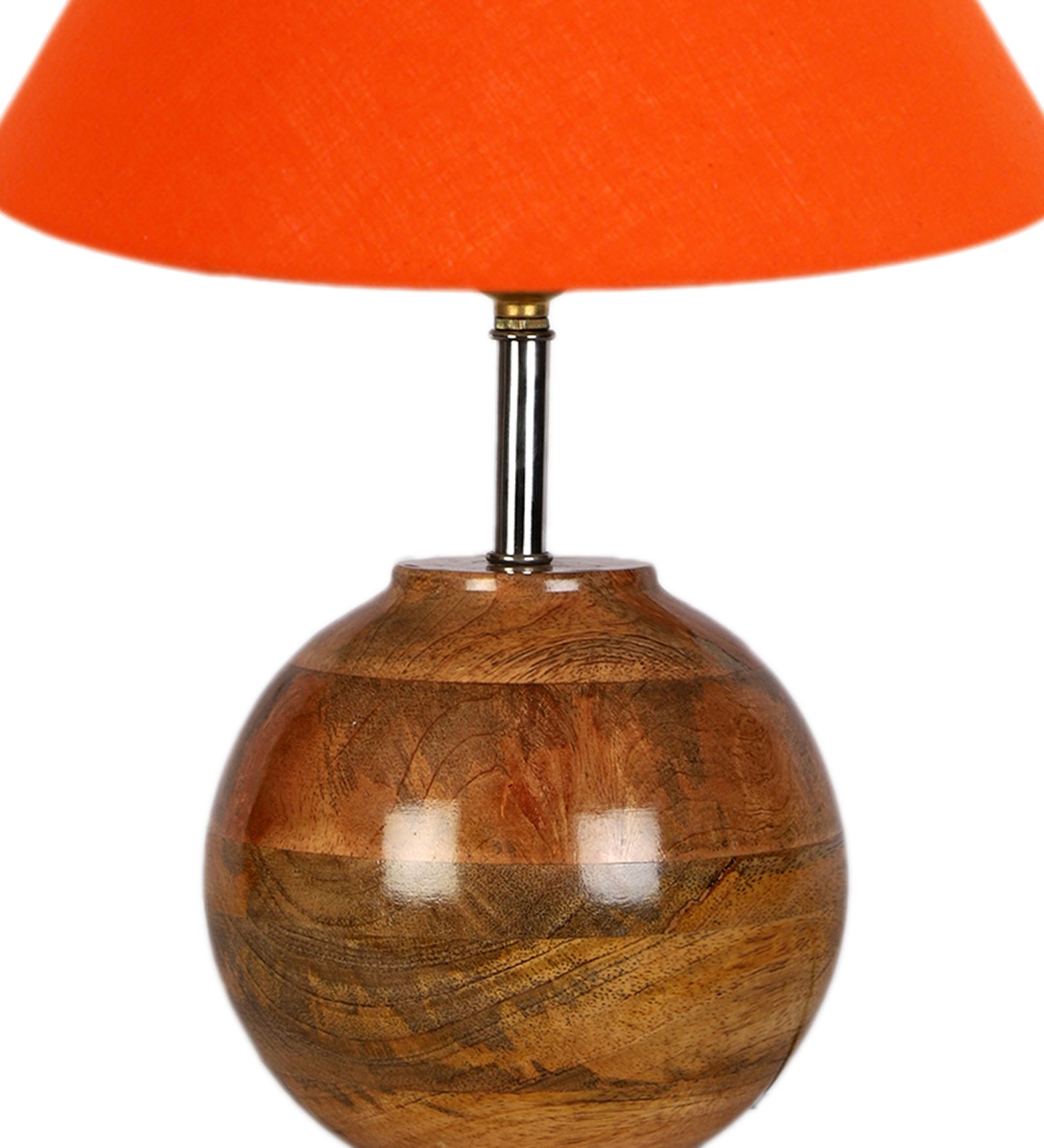 Ambika Home Premium Orange Cotton Table Lamp with Wooden Base | Designer Bedside Lamp for Living Room, Bedroom, Hotel, Café & Restaurant - Image 7
