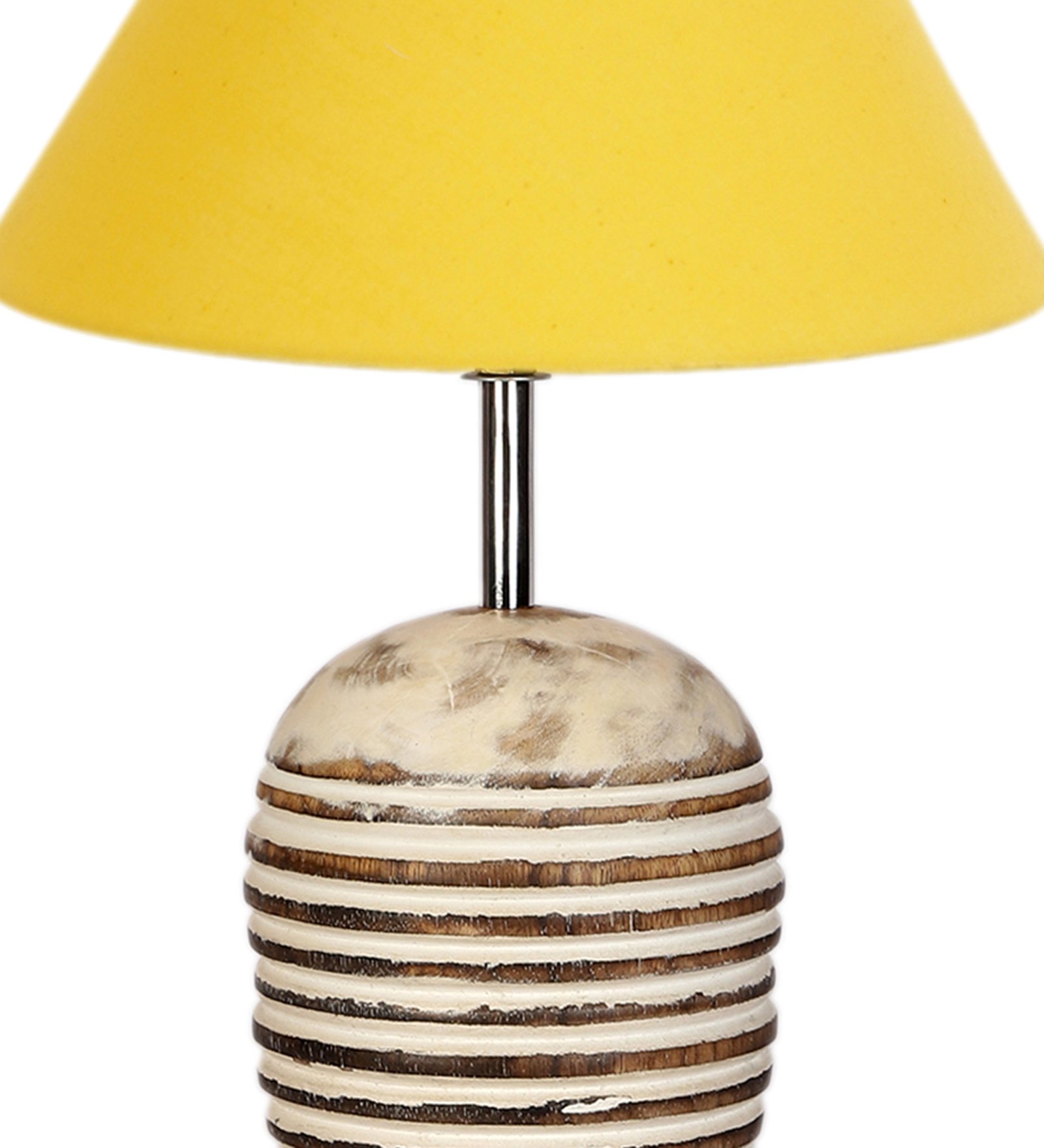 Ambika Home Premium Yellow Cotton Table Lamp with Wooden Base | Designer Bedside Lamp for Living Room, Bedroom, Hotel, Café & Restaurant - Image 7