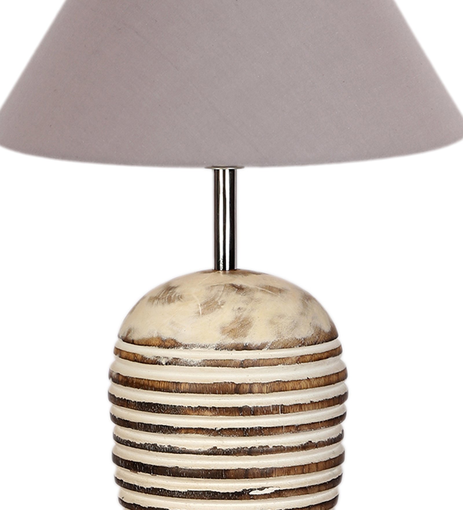 Ambika Home Premium Grey Cotton Table Lamp with Wooden Base | Designer Bedside Lamp for Living Room, Bedroom, Hotel, Café & Restaurant - Image 7