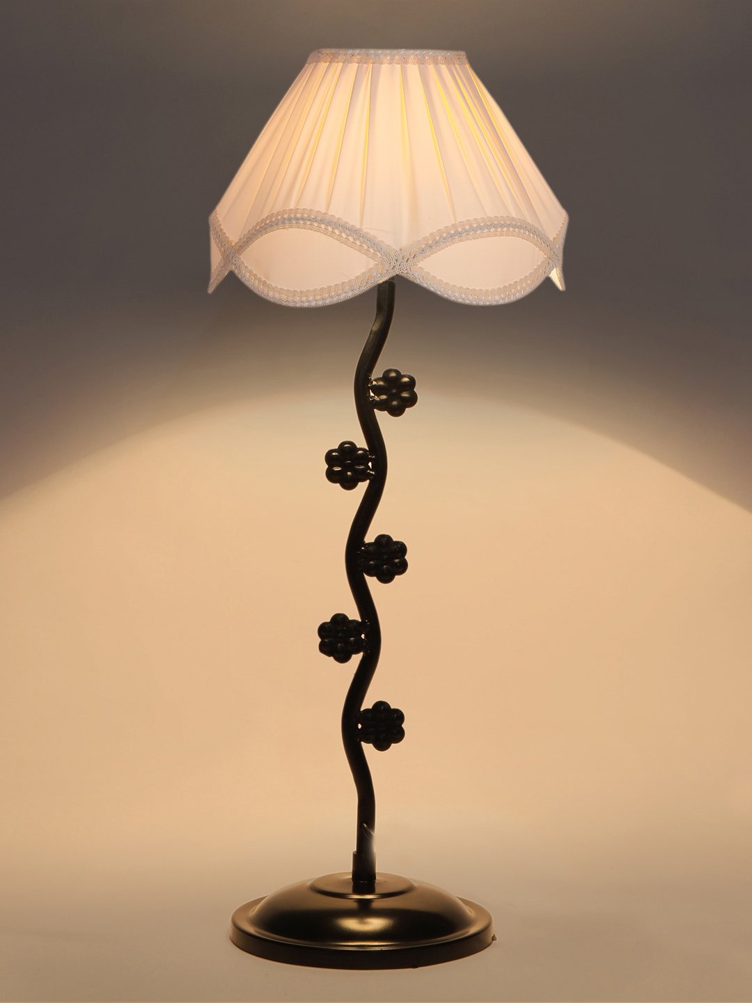 Ambika Home Elegant off-white Iron Table Lamp with Designer Shade for Living Room | Premium Home Decor Bedside Lamp - Image 7