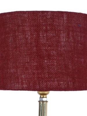Ambika Home Maroon Jute Table Lamp with Gold Metal Base | Designer Bedside Lamp for Living Room, Bedroom, Hotel, Café & Restaurant