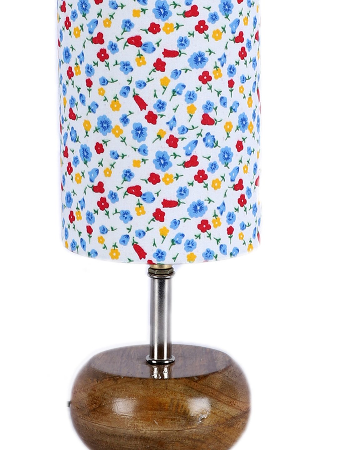 Ambika Home Multicolor cotton Table Lamp with Natural Wood Base | Designer Bedside Lamp for Living Room, Bedroom, Hotel, Café & Restaurant - Image 8