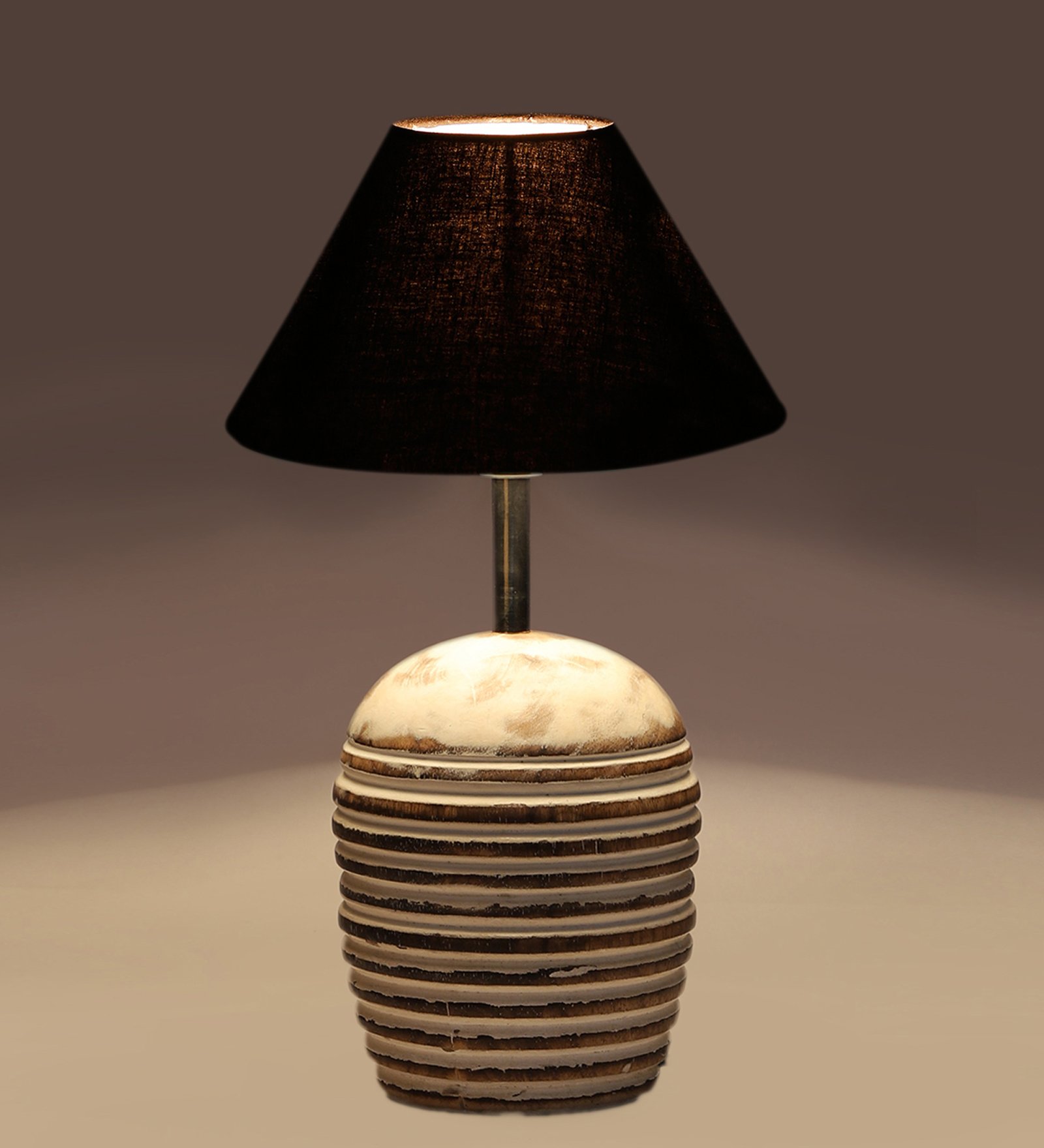 Ambika Home Premium Black Cotton Table Lamp with Wooden Base | Designer Bedside Lamp for Living Room, Bedroom, Hotel, Café & Restaurant - Image 8