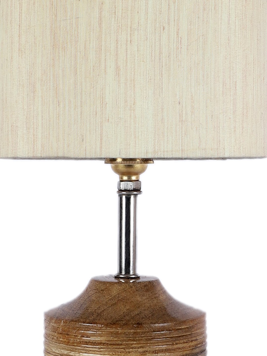Ambika Home Off-white cotton Table Lamp with Natural Wood Base | Designer Bedside Lamp for Living Room, Bedroom, Hotel, Café & Restaurant - Image 7